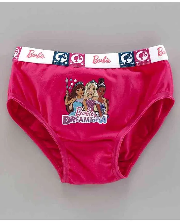 Red Rose Panties Barbie Print Pack of 3 - Pink Blue Yellow