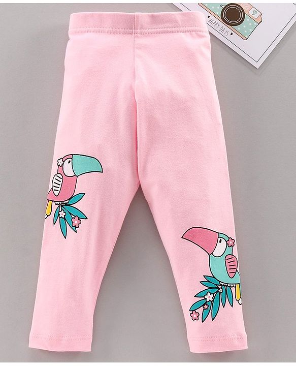 Babyhug Full Length Leggings Bird Print - Pink