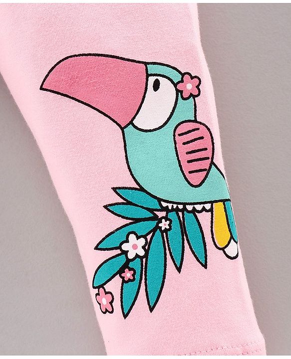 Babyhug Full Length Leggings Bird Print - Pink