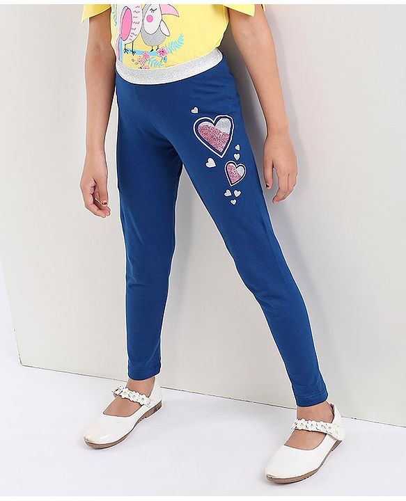 Babyhug Full Length Legging Heart Print - Blue