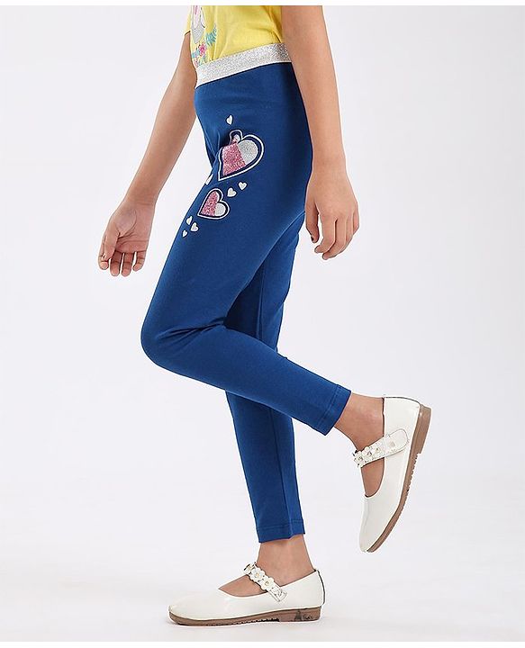 Babyhug Full Length Legging Heart Print - Blue