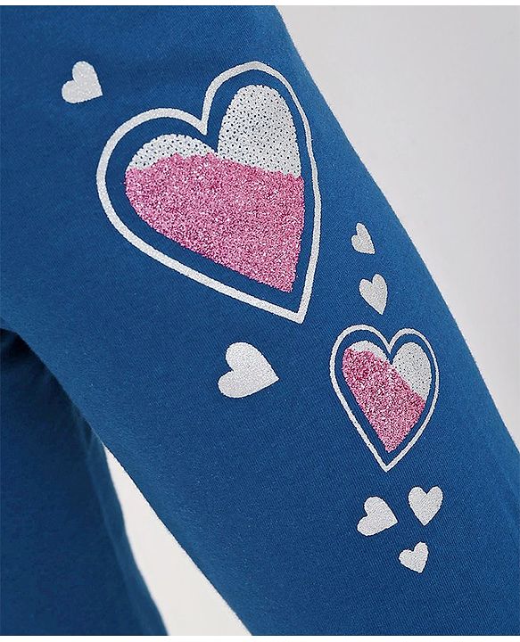 Babyhug Full Length Legging Heart Print - Blue