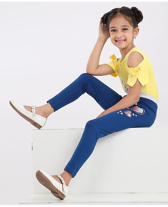 Babyhug Full Length Legging Heart Print - Blue