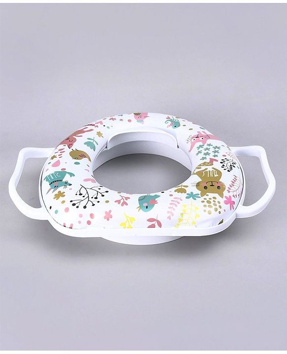 Babyhug Soft Potty Seat With Handle Cat Print - White
