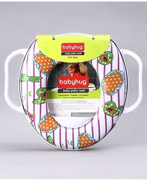 Babyhug Soft Potty Seat With Handle Bird Print - White