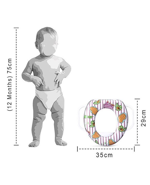 Babyhug Soft Potty Seat With Handle Bird Print - White