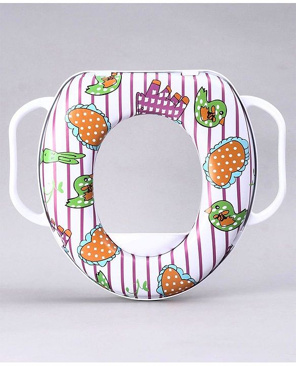 Babyhug Soft Potty Seat With Handle Bird Print - White