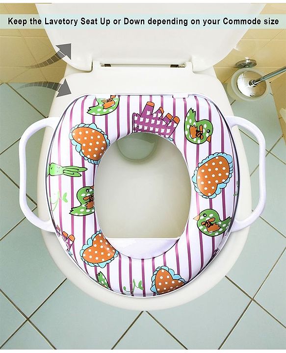 Babyhug Soft Potty Seat With Handle Bird Print - White