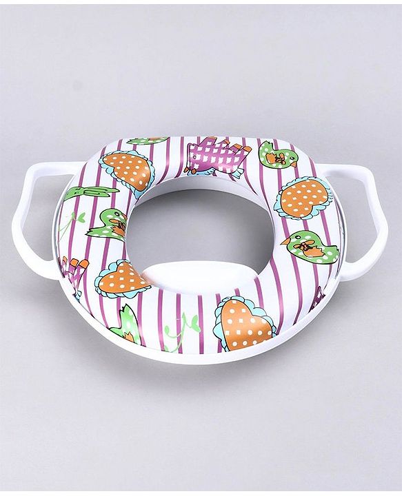 Babyhug Soft Potty Seat With Handle Bird Print - White