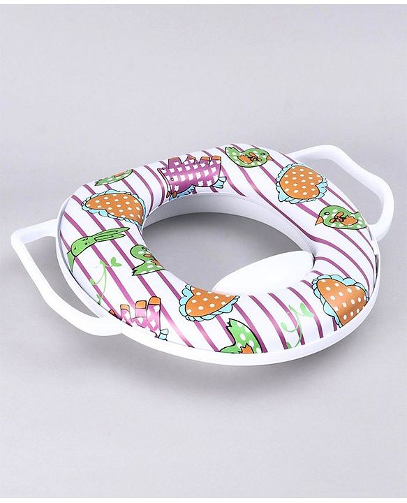 Babyhug Soft Potty Seat With Handle Bird Print - White