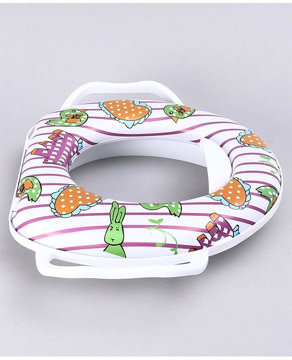 Babyhug Soft Potty Seat With Handle Bird Print - White