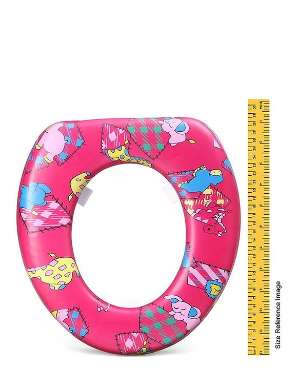 Babyhug Soft Potty Seat Crocodile And Elephant Print - Pink