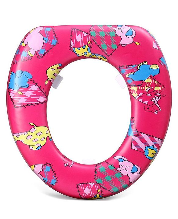 Babyhug Soft Potty Seat Crocodile And Elephant Print - Pink