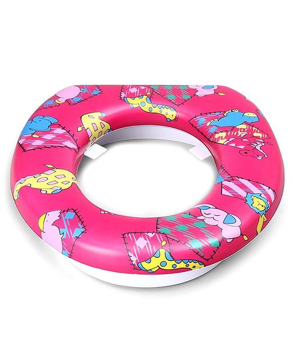 Babyhug Soft Potty Seat Crocodile And Elephant Print - Pink