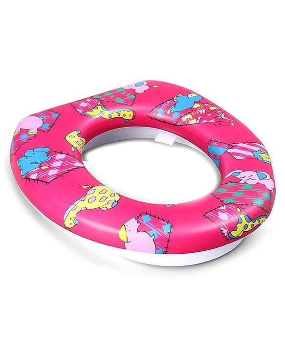 Babyhug Soft Potty Seat Crocodile And Elephant Print - Pink