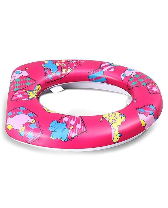 Babyhug Soft Potty Seat Crocodile And Elephant Print - Pink