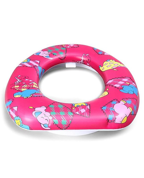 Babyhug Soft Potty Seat Crocodile And Elephant Print - Pink