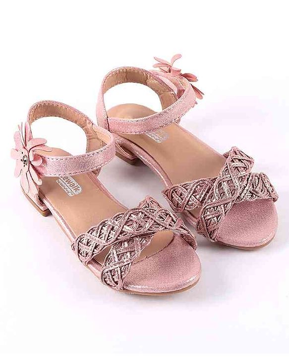 Cute Walk by Babyhug Party Wear Sandals Floral Appliques - Pink