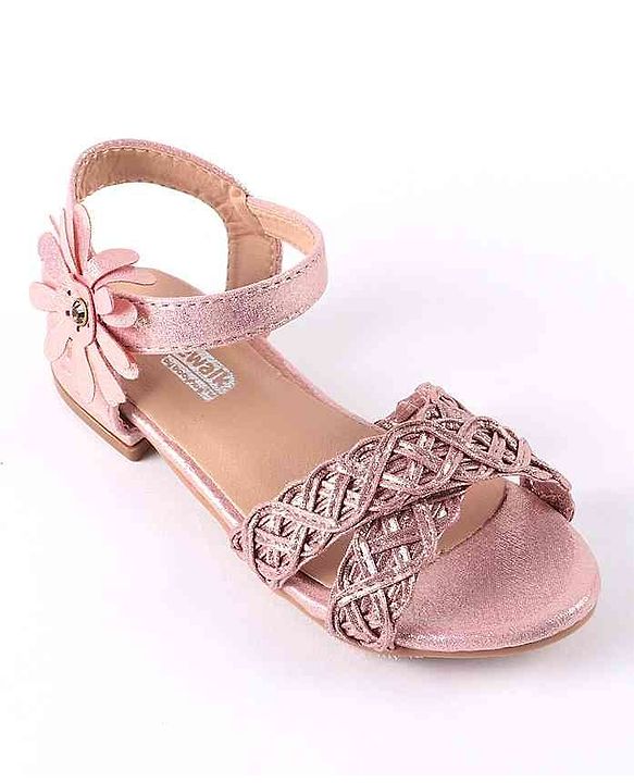 Cute Walk by Babyhug Party Wear Sandals Floral Appliques - Pink