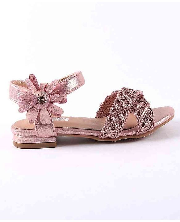 Cute Walk by Babyhug Party Wear Sandals Floral Appliques - Pink