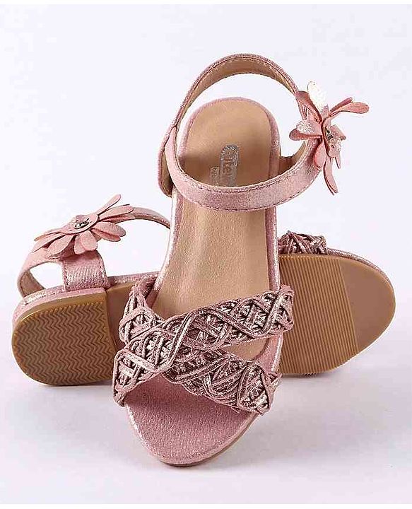 Cute Walk by Babyhug Party Wear Sandals Floral Appliques - Pink