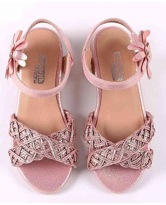 Cute Walk by Babyhug Party Wear Sandals Floral Appliques - Pink
