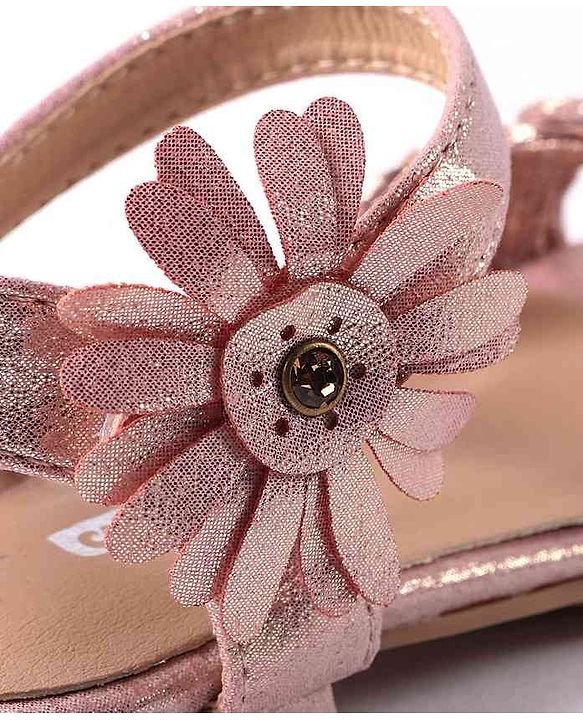Cute Walk by Babyhug Party Wear Sandals Floral Appliques - Pink