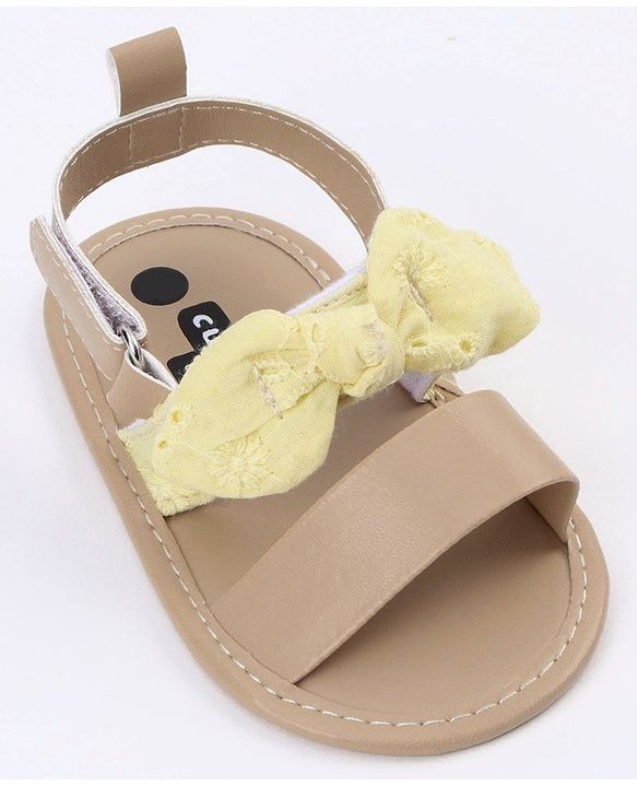Cute Walk by Babyhug Sandals Style Booties Bow Applique - Yellow Brown