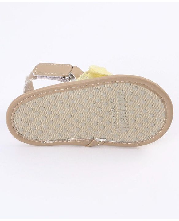 Cute Walk by Babyhug Sandals Style Booties Bow Applique - Yellow Brown
