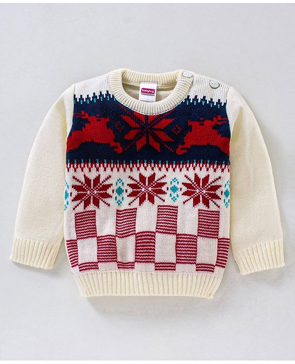Babyhug Full Sleeves Sweater Set - White