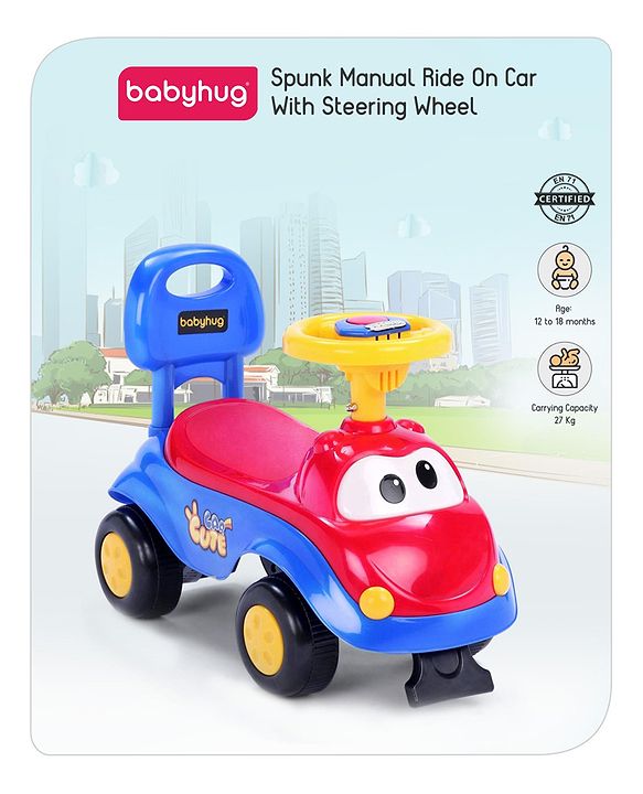 Babyhug Manual Ride On - Pink and Blue