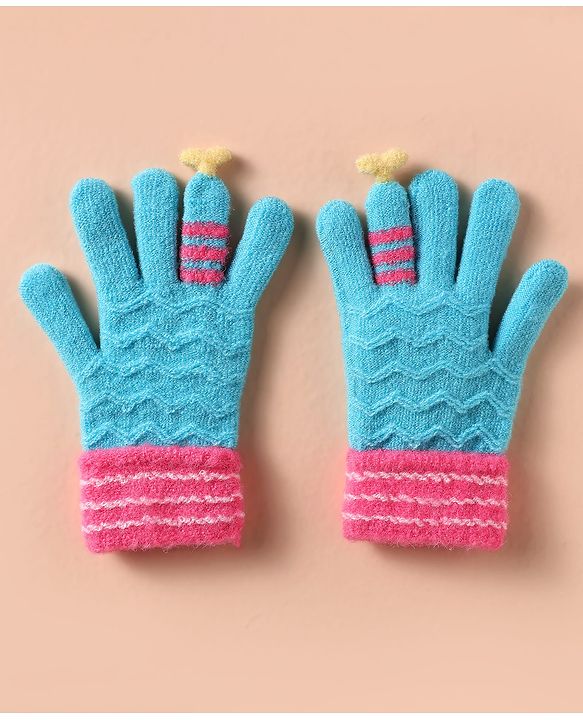 Babyhug Hand Gloves Zig Zag Design - Pink & Blue