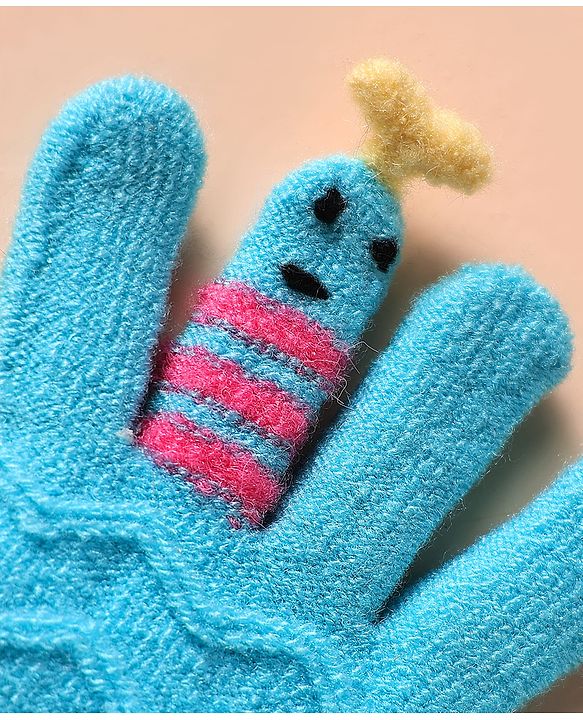 Babyhug Hand Gloves Zig Zag Design - Pink & Blue