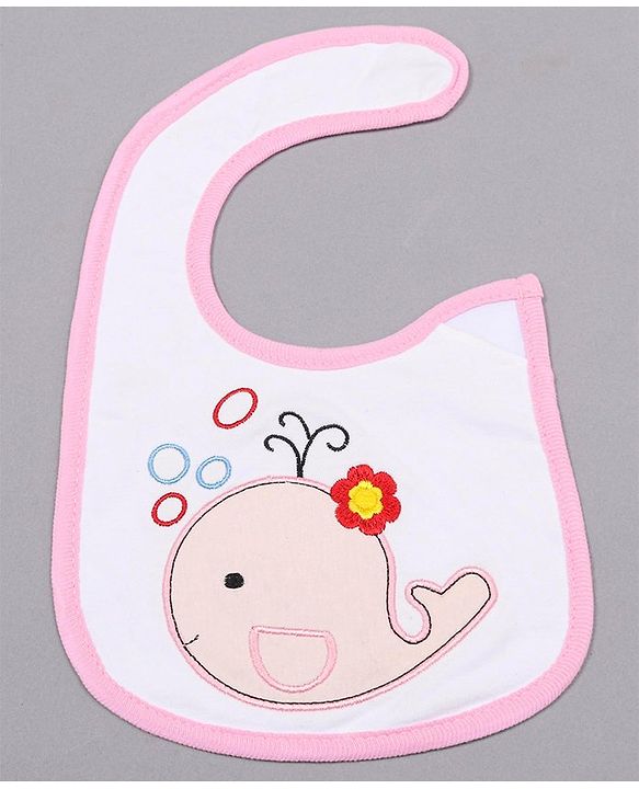 Babyhug Knitted Velcro Closure Bib Dolphin Print - Pink