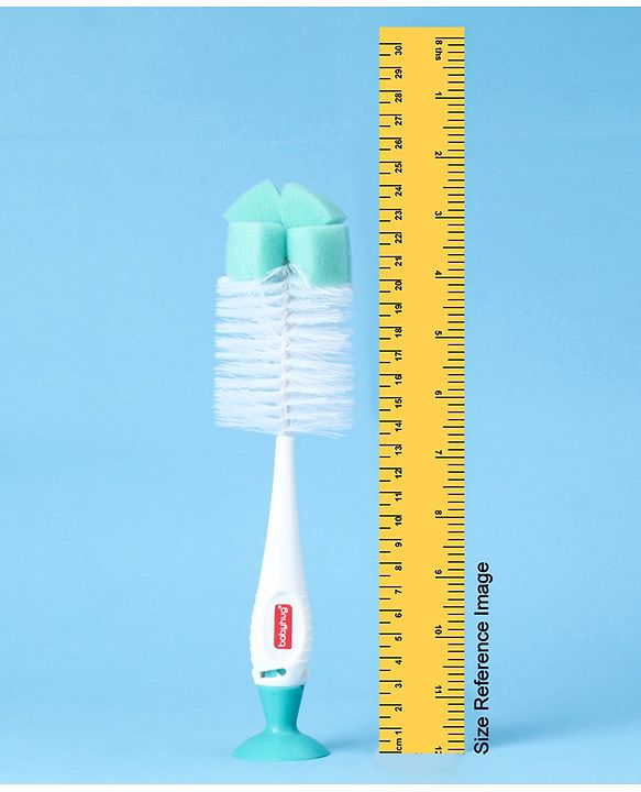 Babyhug 2-in-1 Bottle & Nipple Cleaning Brush with Flexible Bristles and Suction Base  Green | BPA Free | Easy Grip | 360° Cleaning Tool | Easy to Clean | Silicone Bristles | Anti Slip Handle