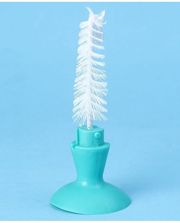 Babyhug 2-in-1 Bottle & Nipple Cleaning Brush with Flexible Bristles and Suction Base  Green | BPA Free | Easy Grip | 360° Cleaning Tool | Easy to Clean | Silicone Bristles | Anti Slip Handle