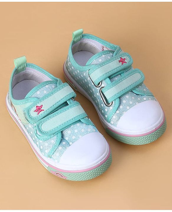 Cute Walk by Babyhug Velcro Closure Casual Shoes With Polka Dot Print - Light Green