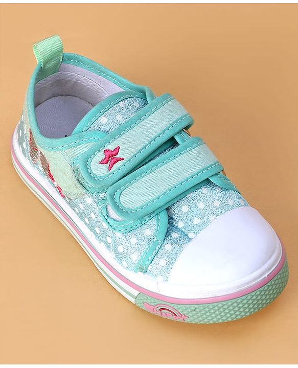 Cute Walk by Babyhug Velcro Closure Casual Shoes With Polka Dot Print - Light Green