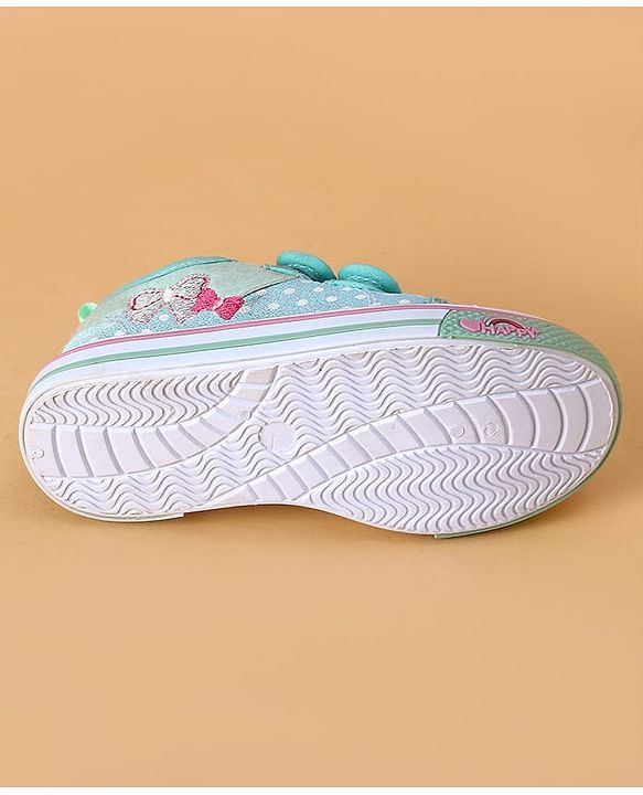 Cute Walk by Babyhug Velcro Closure Casual Shoes With Polka Dot Print - Light Green