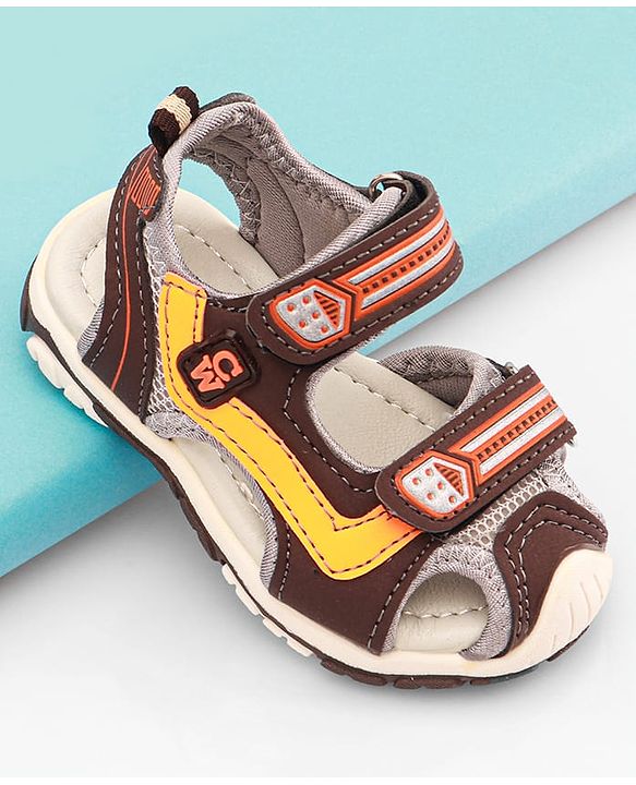 Cute Walk by Babyhug Velcro Closure Solid Sandals - Brown