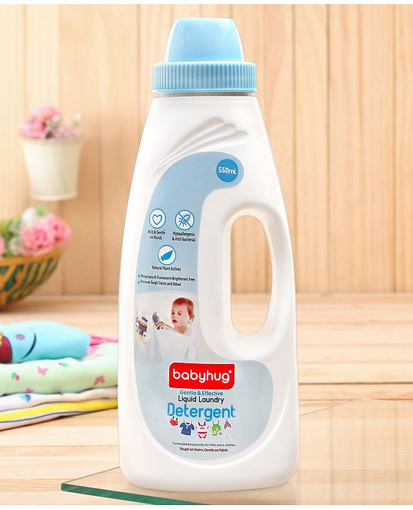 Babyhug Plant-Based Liquid Laundry Detergent for Babies  Natural & Gentle Fabric Cleaner  550 ml | Anti Bacterial | Hypoallergenic | Fragrance Free