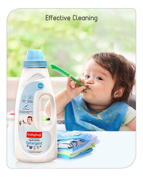 Babyhug Plant-Based Liquid Laundry Detergent for Babies  Natural & Gentle Fabric Cleaner  550 ml | Anti Bacterial | Hypoallergenic | Fragrance Free