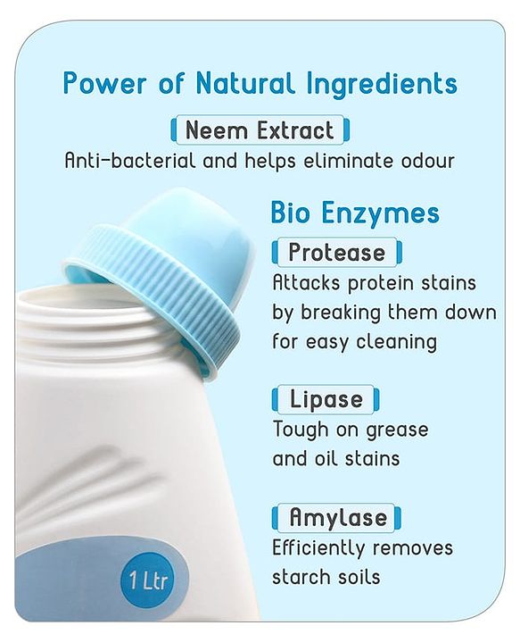 Babyhug Plant-Based Liquid Laundry Detergent for Babies  Natural & Gentle Fabric Cleaner  1000 ml | Anti Bacterial | Hypoallergenic | Fragrance Free