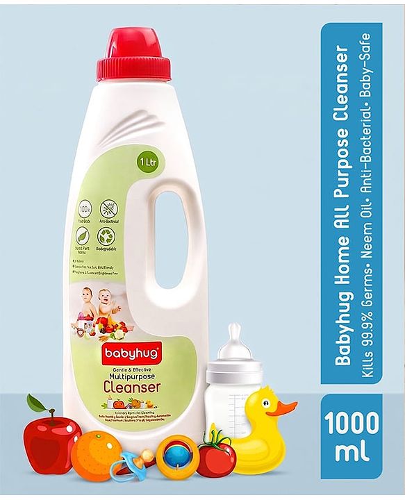 Babyhug Home All Purpose Neem Oil Cleanser for Baby-Safe Cleaning 1000ml | Multipurpose Surface Cleaner for Toys & Floors | kills 99.9% Germs | Anti- Bacterial | Natural | Phosphorus Free