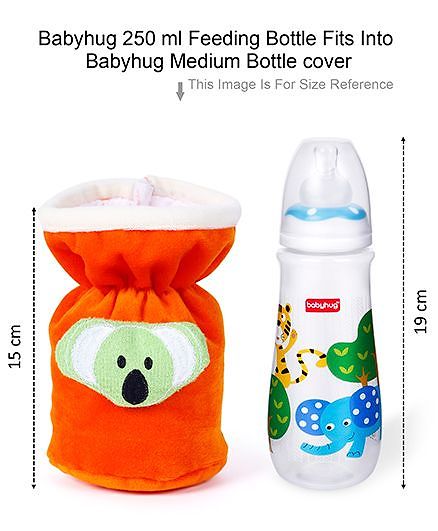 Babyhug Velour Plush Bottle Cover Cute Star Motif Medium Yellow - Fits Upto 120 ml to 260 ml Bottle