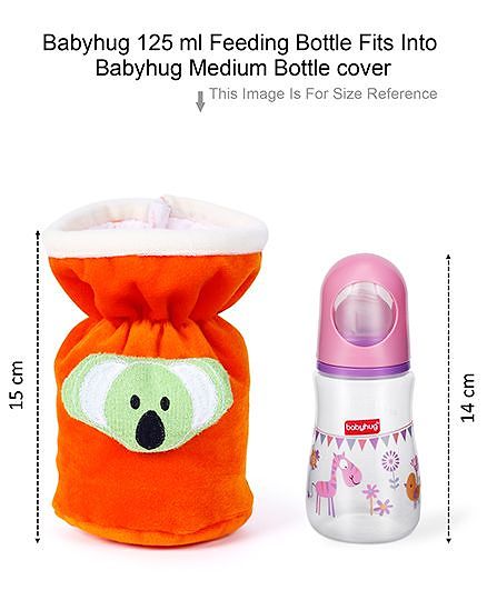 Babyhug Velour Plush Bottle Cover Cute Star Motif Medium Yellow - Fits Upto 120 ml to 260 ml Bottle
