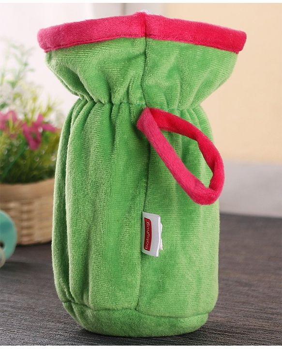 Babyhug Velour Plush Bottle Cover Baby Tiger Motif Medium Green - Fits Upto 120 ml to 260 ml Bottle