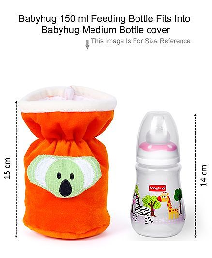 Babyhug Velour Plush Bottle Cover Baby Tiger Motif Medium Green - Fits Upto 120 ml to 260 ml Bottle