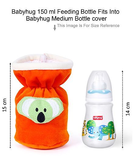 Babyhug Velour Plush Bottle Cover Baby Tiger Motif Medium Green - Fits Upto 120 ml to 260 ml Bottle