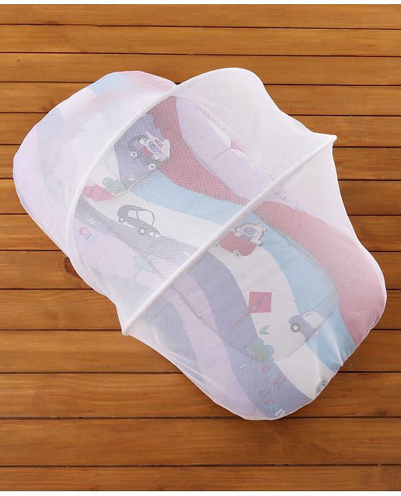 Babyhug Premium Gadda Set With Mosquito Net - Mini Cars Print